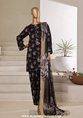 Sadabahar Printed Lawn with Farshi Shalwar Collection - 2025 (Black Floral)